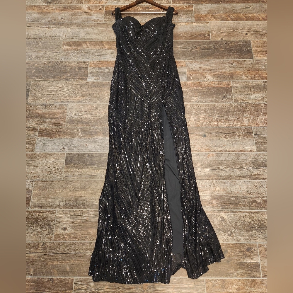 Elegant Black Sequin Dress 1X